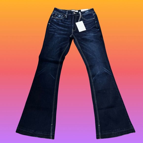 NWT KanCan DarkWash Wide Bottom Jeans Flare Size 28